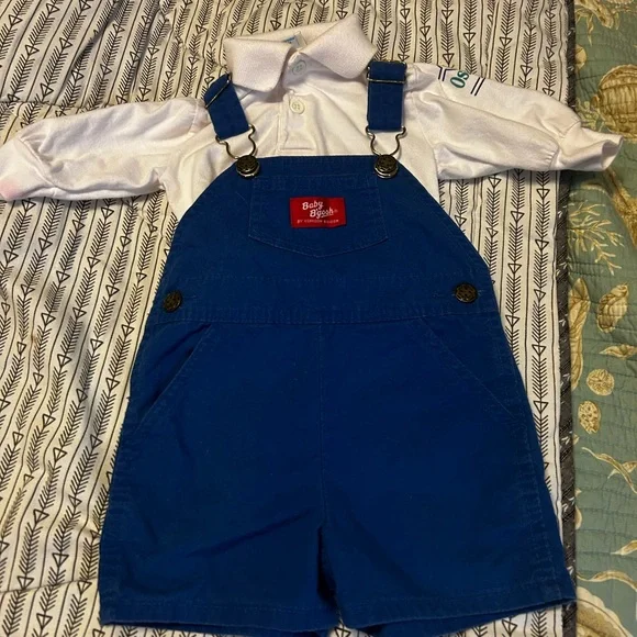 Vintage OshKosh B'gosh Blue Baby Overalls 12 months - Picture 1 of 4